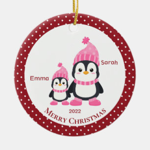 Whimsique Big Syrran & Lil'Syrran Penguins Personl Julgransprydnad Keramik