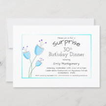 Whimsique Blåa blommor Surprise 30års födelsedag