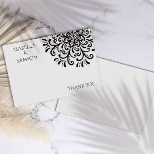 Whimsique Black and White Flourish - tack, kort