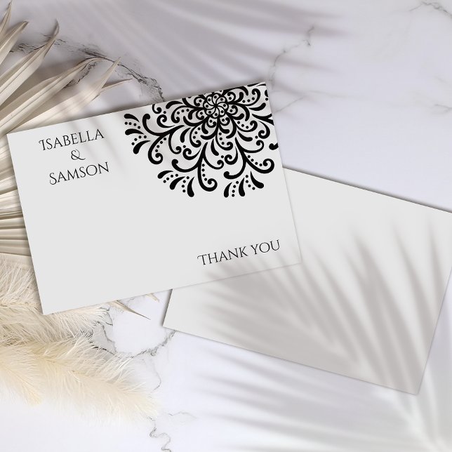 Whimsique Black and White Flourish - tack, kort (Skapare uppladdad)
