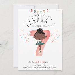 Whimsique Black Ballerina 7:e Birthday Inbjudningar