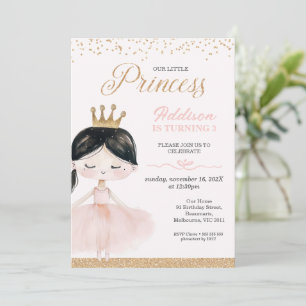 Whimsique Black Ballerina Little Princess Birthday Inbjudningar