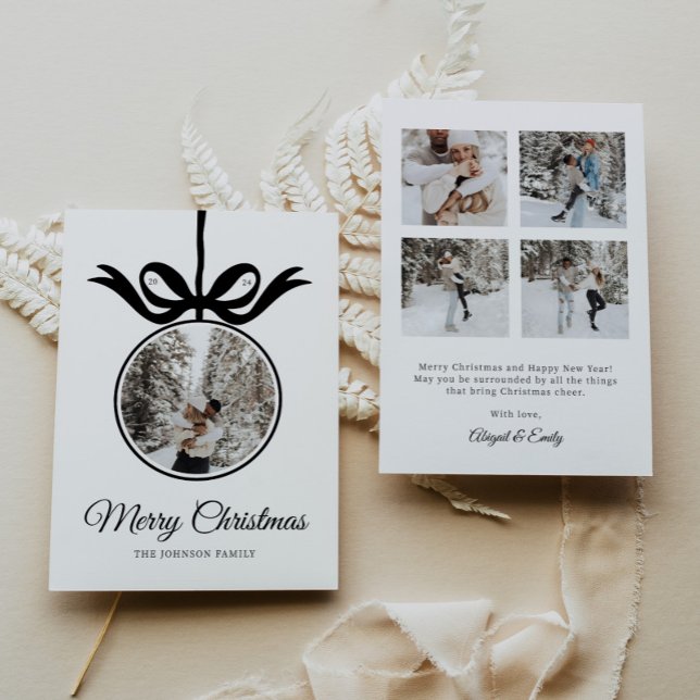 Whimsique Black Bow Ornament Photo Ram jul Julkort (Skapare uppladdad)