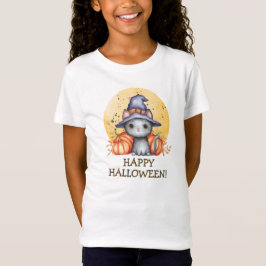 Whimsique Black Cat Happy halloween T Shirt