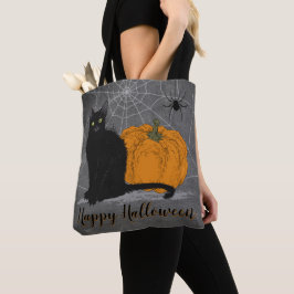 Whimsique Black Cat Happy halloween Tygkasse