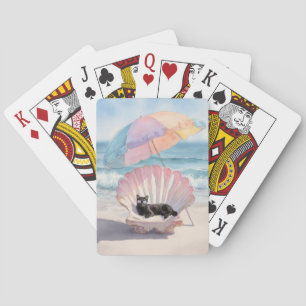 Whimsique Black Cat i Seashell med Parbrella Play Casinokort