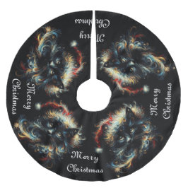 Whimsique Black Cat jultomten Hat Säsong Julgransmatta Borstad Polyester