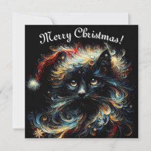 Whimsique Black Cat jultomten Hat Säsong Julkort