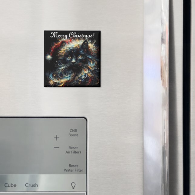 Whimsique Black Cat jultomten Hat Säsong Magnet (In Situ (Fridge))