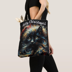 Whimsique Black Cat jultomten Hat Säsong Tygkasse