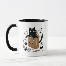 Whimsique Black Cat Sitta Inside a Matkasse Mugg