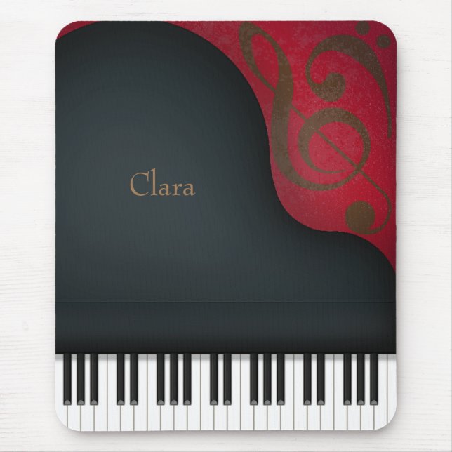 Whimsique Black Grand Piano Personlig Musmatta (Framsidan)