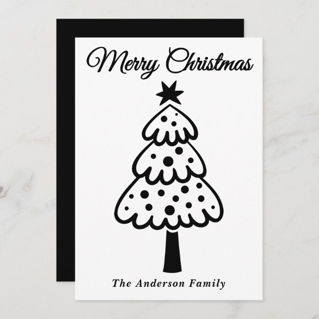 Whimsique Black Hand plockade Julgran Julkort (Fram/baksida)