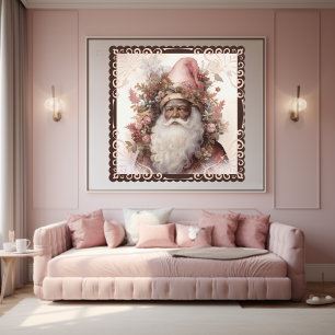 Whimsique Black Santa: Rosa & Earth Tones Poster
