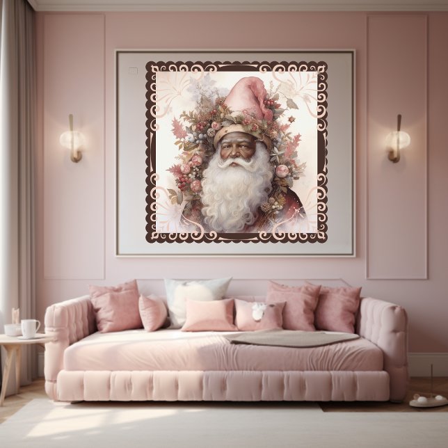 Whimsique Black Santa: Rosa & Earth Tones Poster (Skapare uppladdad)
