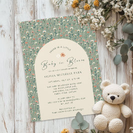 Whimsique Blommigt Garden Baby i Bloom Shower Inbjudningar