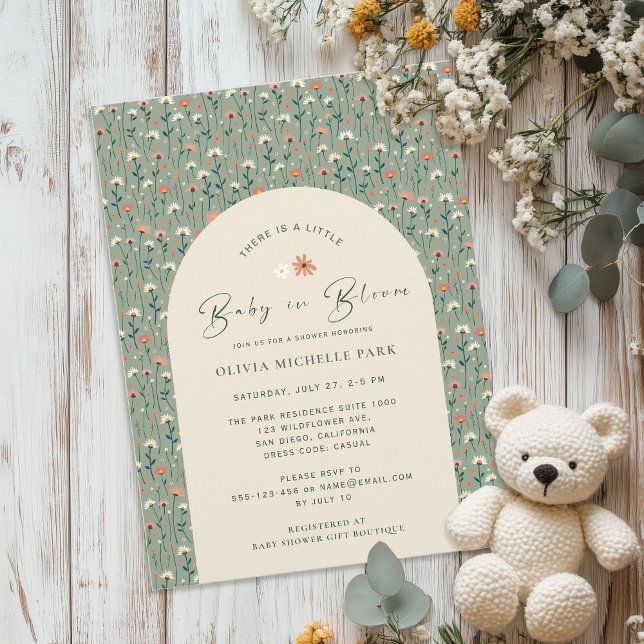 Whimsique Blommigt Garden Baby i Bloom Shower Inbjudningar (Skapare uppladdad)