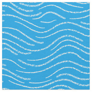 Whimsique Blue and White Vågigt Stripe Scribbles Tyg