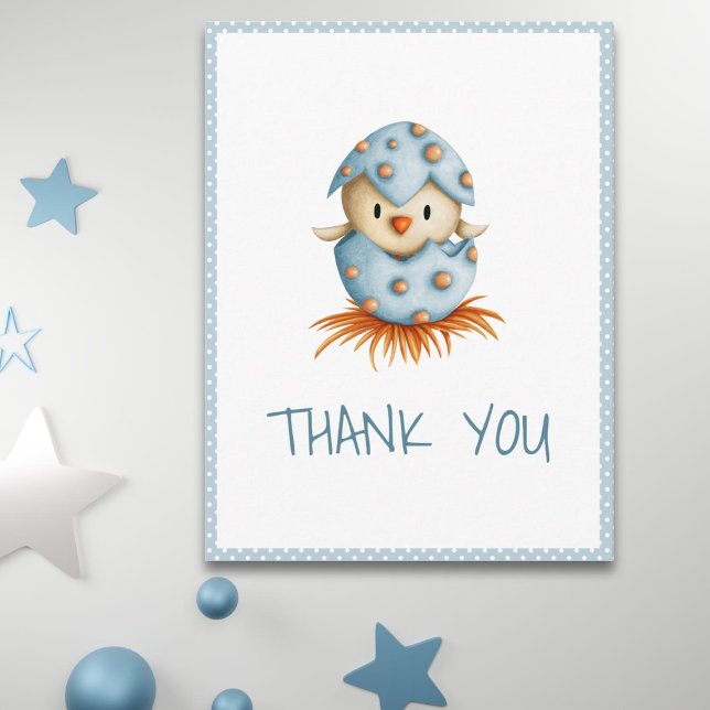 Whimsique Blue Baby Bird Hatching Tack Vykort (Skapare uppladdad)