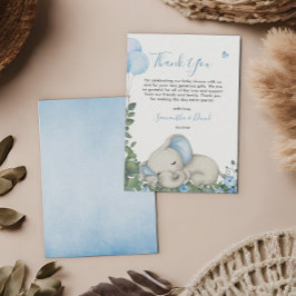 Whimsique Blue Baby Elephant-tackkort Tack Kort