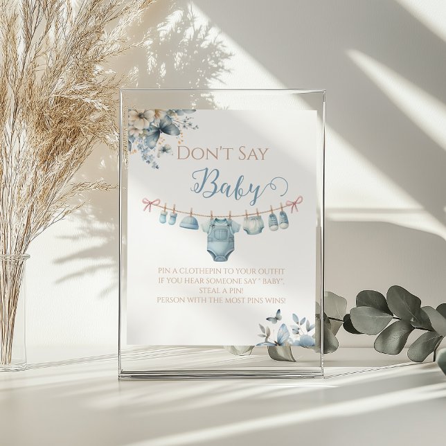 Whimsique Blue Blommigt Pojke säger inte Baby Game Poster (Skapare uppladdad)