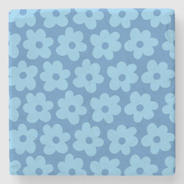 Whimsique Blue Blommigt Retro, Cheerful, Preppy Stenunderlägg (Framsidan)