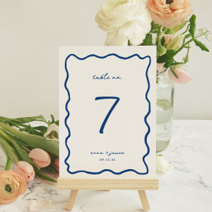 Whimsique Blue Bröllop Bordsnummer Card