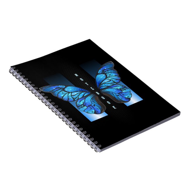 "Whimsique Blue Butterfly Spiral Photo Notebook" Anteckningsbok (Högra Sidan)