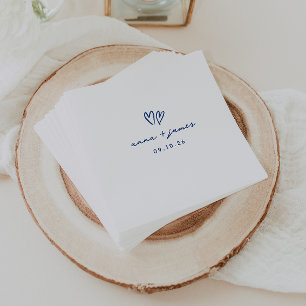 Whimsique Blue Doodle Hearts Bröllop Pappersservett