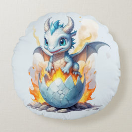 Whimsique Blue Dragon Frostfire Rund Kudde