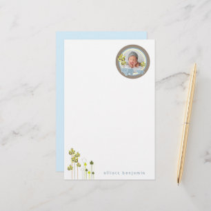 Whimsique Blue Elephants Family Pojke Photo Brevpapper