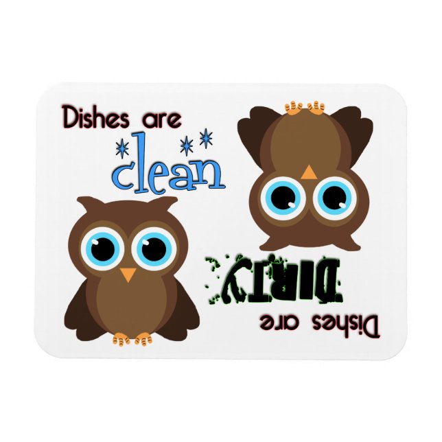 Whimsique Blue Eyed Brown Uggla Dishwasher Magnet (Horisontell)