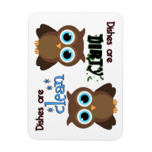 Whimsique Blue Eyed Brown Uggla Dishwasher Magnet