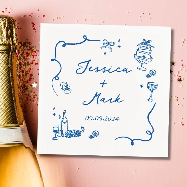 Whimsique Blue Hand plockade Bröllop Pappersservett (Skapare uppladdad)