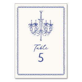Whimsique Blue, hand plockade, illustrativt bröllo Bordsnummer