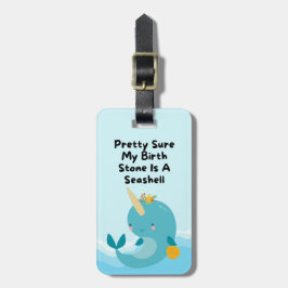 Whimsique Blue Narwal Unicorn Luggage Tag Bagagebricka