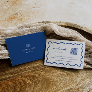 Whimsique Blue QR Code Bröllop OSA Kort