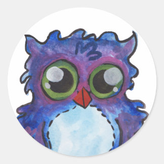 Whimsique Blue Uggla Runt Klistermärke