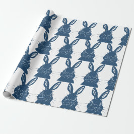 Whimsique Blue & White Bunny Rabbit Påsk Mönster Presentpapper