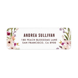 Whimsique Bohemian Flowers Retur Adressetikett Returadress Etikett