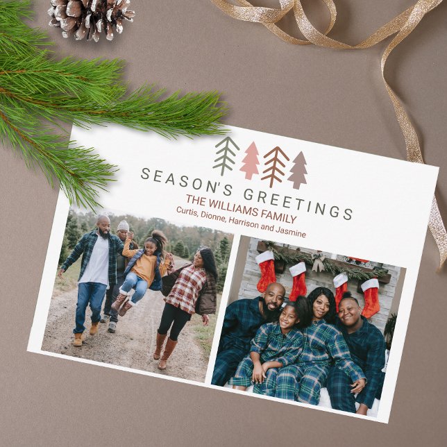 Whimsique Boho Anpassningsbar Two Photo jul Julkort (Send Holiday Cheer to Family and friends far and near with this simple but cute card.)