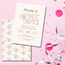 Whimsique Boho Baby Butterfly Retro 1:a födelsedag Inbjudningar