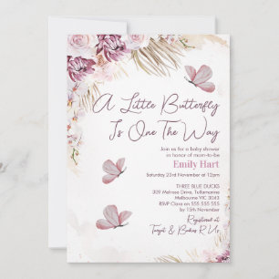 Whimsique Boho Blommigt Butterfly Baby Shower Inbjudningar