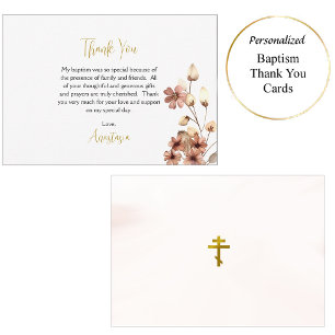 Whimsique Boho Flowers Ortodox Christian Baptism Tack Kort