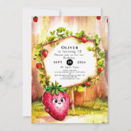 Whimsique Boho Fruit Strawberry Birthday Inbjudningar