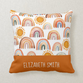 Whimsique Boho Rainbow och Sol Personlig Kudde