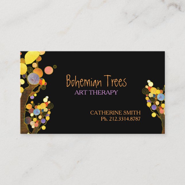 Whimsique Boho Träd Business Appointment Card Tidsbeställning Kort (Framsida)