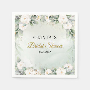 Whimsique boho vit ros och guld möhippa pappersservett