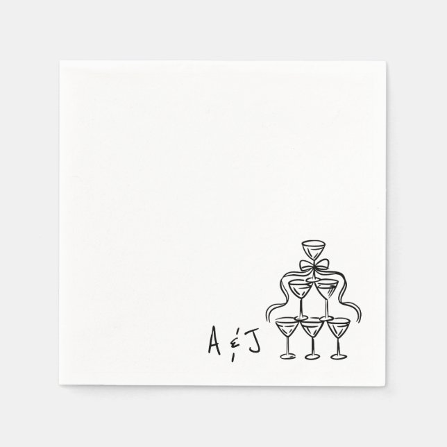 Whimsique Bow Cocktail Torn Bröllop Napkins Pappersservett (Framsidan)