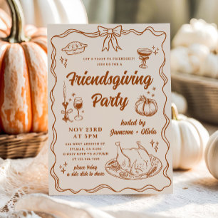 Whimsique Bow Friendsgiving Middag Party Inbjudningar